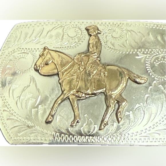 Vtg Irvine Jachens German Silver Cowboy Cowgirl Rodeo Western Belt Buckle - Picture 2 of 8